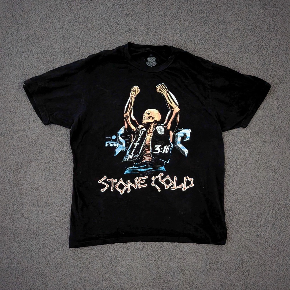 WWE Legends Stone Cold Steve Austin 3:16 Skeleton Graphic T-Shirt XL Black